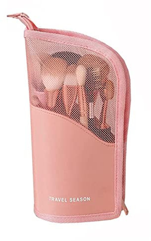 Make Up Pinsel Tasche, Reise Kosmetik Halter Stift, für Frauen Mädchen Tragbare Reise Make Up Pinsel Tasche Kosmetik, Reißverschluss Mäppchen,1 Stücke, Pink