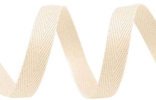 10m Köperband 10mm breit große Farbwahl Einfass- Nahtband Gurtband Baumwollband, Größe:10mm, Farbe:creme