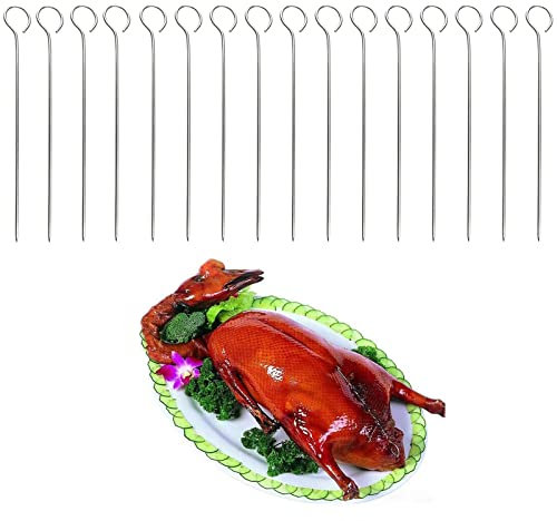 SHULLIN 16 Stück Fleischspieße Edelstahl Grillspieß Schaschlikspieße 20 cm Lange Grillspieße Rouladennadeln Metallspieße Grill Kabob Spieße 100% Lebensmittelqualität rostfrei stabil