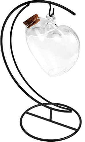 Zerodeko Glas-Herzflasche mit Regal, zum Aufhängen, Querformat, Flasche, durchsichtig, Wunschglas, Mini-Nachrichtenflaschen, Globus mit Korkverschluss, für Valentinstagsgeschenk