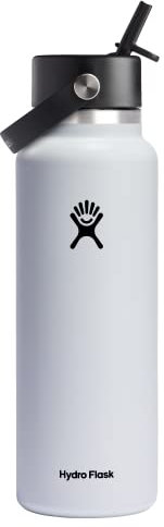 Hydro Flask Weithals-Trinkflasche, Flex-Trinkhalmkappe, Weiß, 1,2 l