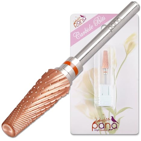 PANA 5-in-1 Pro Upgraded Multi-Function Drill Bit 3/32 Shank Size - (Rose Gold, 2X Coarse to 2X Fine) - Mix Size Tungsten Drill Bit Fast Remove Acrylic Hard Gel Nail for Manicure Pedicure