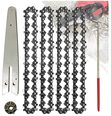 Wrneaoch, 4 catene per motosega da 6 pollici, pezzi di ricambio per motosega a batteria, catene per motosega elettrica, per mini motosega a batteria e manuale, 6 pollici, catene universali