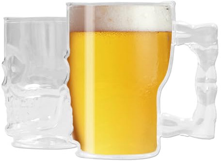 Jarra de Cerveza, Taza de Cerveza de Calavera Segura e Inofensiva de 500 Ml con Asa, Taza de Cerveza de Vidrio de Borosilicato Alto para Whisky, Vino, Agua, Bebidas, Café, Leche