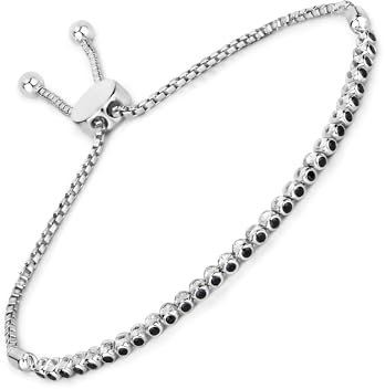 Rafaela Donata Damen Armband aus 925/- Sterling Silber rhodiniert mit Spinell schwarz Edelsteinarmband Edelsteingröße 1,50 mm