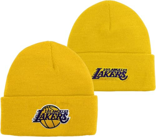 Outerstuff NBA Kinder Jugend 8-20 Primary Logo Wordmark Sport Knit Cold Weather Cuffed Beanie Hat, Los Angeles Lakers, Einheitsgröße