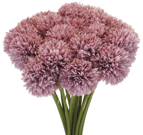 sourcing map Lot de 20 têtes de fleurs artificielles en soie chrysanthème hortensia marron pour loisirs créatifs, décoration de mariage et de fête