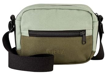Mela - kleine Umhängetasche PATNI | Nachhaltig mit Fairtrade Cotton, GOTS & Grüner Knopf Zertifizierung, Farbe:olivegrün/sage, Größe:1.8 Liter