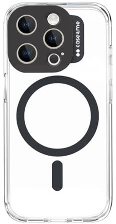 case&me cover trasparente con modulo MagSafe per iPhone 15 Pro, compatibile con MagSafe, protezione per fotocamera, nero