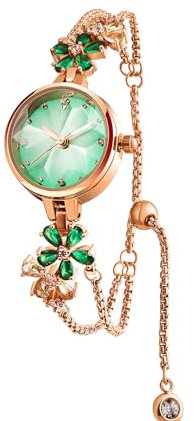 SURVAN WatchDesigner Damen-Armbanduhr, japanische Quarz-Edelstahl-Uhr, Messingarmband, Uhren für Frauen, grün, Japanisch