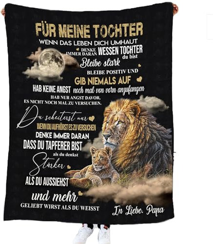 Generisch Kuscheldecke für Meine Tochter von Mama, Mutter Tochter Decke mit Spruch Deutsch, Flanelldecke,chenke für Weihnachten Geschenke zum Schulabschluss (Papa Tochter 2, 150X200cm)