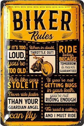 LANOLU Retro Blechschild MOTORRAD Deko, Geschenk für Biker, Motorrad Geschenke für Männer, Garage Deko, lustige Sprüche Schilder für die Werkstatt 20x30cm