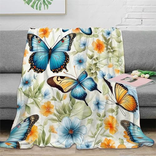 Schmetterling Insekten Bedruckte Weiche Wolldecke, Matratze, Sofa, Reiseautositz, Warme Decke Für Die Inneneinrichtung Kinder Erwachsene 40x50inch(100x130cm)