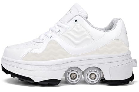 Shoes with Wheels, 2-in-1 Multifunctional 4-Wheel Shoes with Roller Skates, Deformation Shoes for Men, Women and Children,40