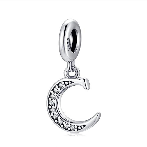 Pendentif Lettre Initial C en Argent fin 925 et Oxyde de Zircon, Charme Convient aux Pandora Bracelets et Colliers pour Filles et Femmes
