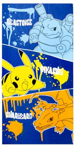 ms móvil shop Toalla Pokemon Picachu Blastoide 100% Poliester 70 x 140 cm Playa, Piscina, Niños | Producto Oficial