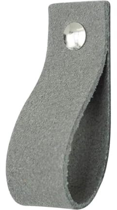 Handles and More - 8 x Ledergriffe für Möbel - Suede Grau - Größe M 12,6cm - inkl. 3 Schraubenfarben - Schrankgriffe Leder - Türgriffe Leder - Ledergriffe für Schuhschrank & Schublade - Lederschlaufen