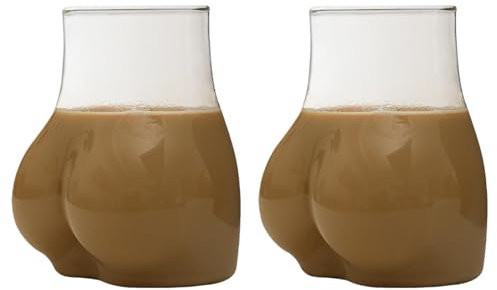 2 bicchieri a forma di culo da 450 ml, tazze in vetro a forma di corpo divertente, tazze da caffè in vetro trasparente, boccali da birra in vetro classici, bicchierino da liquore umoristico, tazza da