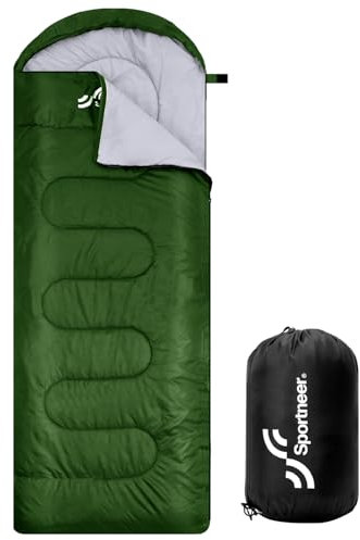 Schlafsack Outdoor für Camping: Sportneer 3-4 Jahreszeiten Sommerschlafsack Schlafsäcke Winter Sleeping Bag Kleines Packmaß Tragbar Ultraleicht 1,7kg Full Filling für Reise,Armeegrün
