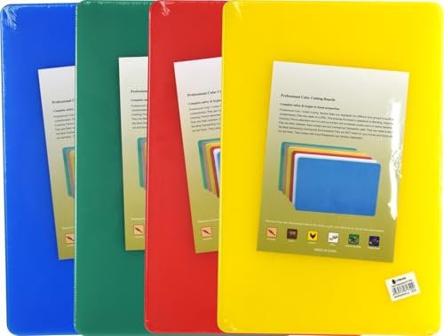 Professional Large Chopping Board Catering Food Prep Cutting Board Commercial Kitchens 45 * 30cm (Set of 4 (Red, Green, Blue, Yellow))