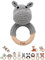 wunderwunsch® - Personalisierter Beißring Baby - Niedlicher Greifling für Baby's ab 0 Monate - Babyrassel mit Name als Baby Geschenk für Mädchen und Jungen (Nilpferd,mit Name)