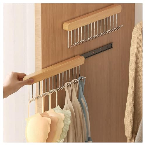 Confezione da 2 ganci estraibili per cintura, per armadio, in legno, per reggiseni, cappotti, appendiabiti da parete, organizer da appendere per cravatte, cinture, sciarpe, canottiere (8 ganci,