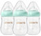 Oberni Babyflaschen aus Glas mit Silikon Sauger Größe 1, Milchflasche Weiter Öffnung, Babyflasche mit Anti-Colic-Ventil für Neugeborene Babys ab 0+ Monate, 150ml, Blau, 3 Stück