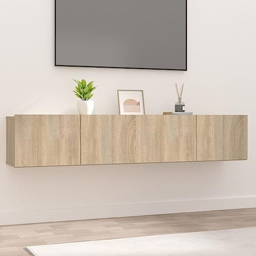 Canditree Ensemble Meubles TV Suspendu, 160 cm Meuble TV Mural avec Rangement, étagère TV Flottante pour Salon (chêne Sonoma)