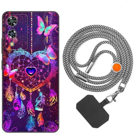 vingarshern Handyhülle Kompatibel mit CUBOT A10 Hülle Silikon mit Aesthetic Muster,Stoßfest Schutzhülle mit Kordel,Weich Bumper Case mit Handykette/Umhängeban,Dream Catcher