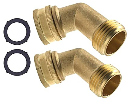 Generic Garden Water Connector Garden Hose Elbow Connector 45 Degree Hose Extender Solid Brass Adapter 2 Piece with Pressure Washer