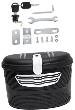 kowaku Bike Front Basket with Liner Bag Lock Design Large Capacity Storage Box, Black White S