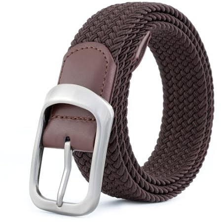 BOZEVON Elastischer Gürtel Herren - Geflochtener Stretchgürtel Unisex Gewebter Gürtel Lässiger Gürtel Verstellbar Stretchgürtel Männer Flechtgürtel (Braun)