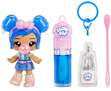 Yummiland x Licensed Sweets Lip Gloss Doll: Blow Pop - Lulu Raspberry - Includes 1 Doll, DIY Lip Gloss + Removable Keychain, Cosmetic Play, Collectible, Suitable for Children Ages 4+