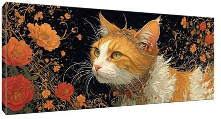 5D Diamond Painting Groß XXL Diamant Painting Bilder Blumen Kat Diamond Art Erwachsene Full Drill DIY Diamant Kunst Malerei Stickerei Set Kreuzstich Bilder Home Wand Dekor Geschenk 60x150cm G-351