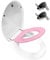 Family Toilet Seat Lid 2 in 1, Soft Close O Shape Easy to Clean and Install for Bathroom Washroom Home Premium Thermoplastic, Smaller Lid - Pink