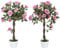 Outsunny Set of 2 90cm/3FT Artificial Rose Tree, Fake Decorative Plant with Pot, Indoor Faux Decoration Home Office Decor, Purple