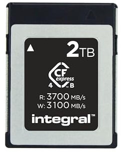 Integral Studio Grade CFexpress 4.0 Type B 2TB Memory Card - 4K, 6K, 8K and Beyond RAW - 3700MB/s Read, 3100MB/s Write, 1600MB/s Sustained Write - Designed for Advanced Cinematic and DSLR Cameras