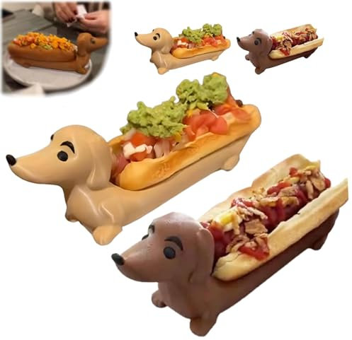 Bandeja para perro salchicha, linda bandeja para hot dogs con forma de perro salchicha, divertida bandeja para servir sushi con hot dogs, plato para dulces, plato para la cena con perro (2pcs-C)