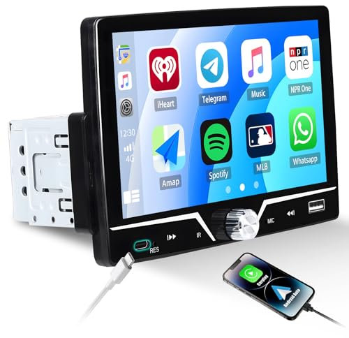 SIXWIN 1 Din Autoradio con Wired CarPlay&Wired Android Auto Bluetooth, 7 Pollici HD Touchscreen Schermo con Mirror Link/FM/EQ/USB/Type-C