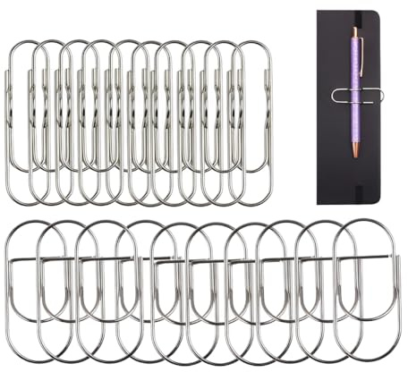 JEYORZY 20 PCS Metall Stift Clip, Büroklammerhalter Stiftclips, Stift Clip Assistent für Notizbuch Edelstahl-Klipp Stifthalter passt fast jede Stiftgröße Zwischenablage, Notizbuch, Tagebücher
