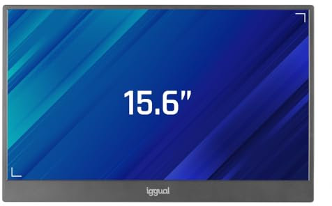 iggual- Monitor Portátil de 15,6.- Panel IPS Full HD (1920x1080). -Formato 16:9.- Pantalla Portátil de Viaje - Pantalla Auxiliar para portátil/Mac/Nintendo Switch/Teléfono. (36x23x1 cm) (MPL156)