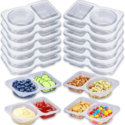 Uixxducc Snackbox Snack Container, Tragbarer Snack Boxen, Zweikammer GewüRzbehäLter, Aufbewahrungsdosen mit Deckel, Wiederverwendbar (10pcs)