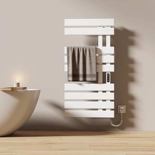 EMKE Elektrischer Handtuchheizkörper 1000x500 mm, Badheizkörper mit WiFi-App-Steuerung, Timer & Thermostat, Handtuchwärmer zur Wandmontage, 320W, IPX5, Weiß