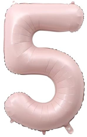 Alaoo Luftballon 5 Geburtstag Zahl, 40 Zoll Rosa Creme Folienballon, Riesenzahl Ballon für Mädchen Junge Geburtstag Party Dekoration Jahrestag Dekorationen