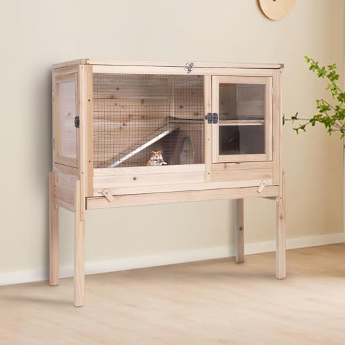 Guinea Pig Cage Indoor with Chew-Proof Edges, Clean Deep Tray
