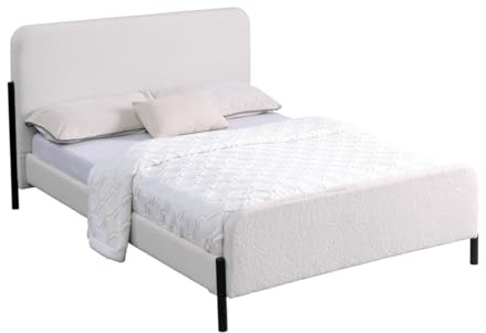 SlumberWorx THETFORD BOUCLE FABRIC BED FRAME (Ivory, King)