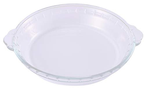 JECOMPRIS 9-inch Glass Pie Plate Microwave Oven Safe Glass Bakeware for Household Cooking and Baking