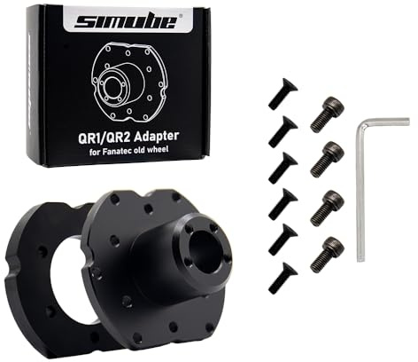 Tanlenki Simube Adapter for upgrading older Fanatec steering wheels from QR1 to QR2 compatibility, featuring CNC machining and anodized production processes
