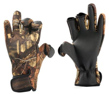 HYTROVE Finger Exposure Neopren Handschuhe Herren Winter Handschuhe Camouflage rutschfest Angeln Radfahren Camping