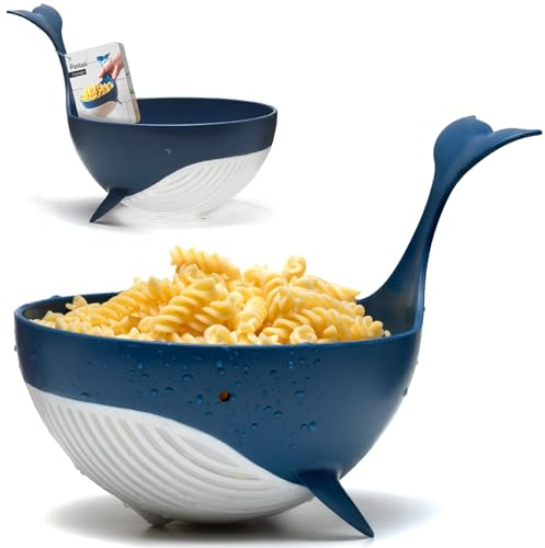 Peleg Design Pastail - Scolapasta medio in plastica a forma di balena, per scolare pasta, verdure e frutta. Divertente gadget da cucina